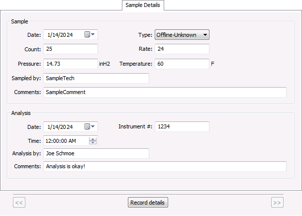 Sample Details Property Page